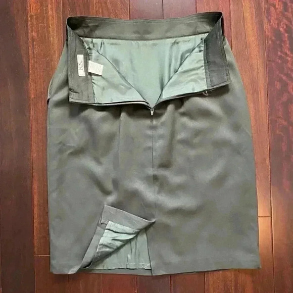 Vintage Wool Pencil Skirt Side Pockets Lined Green Size 10 - Picture 15 of 16